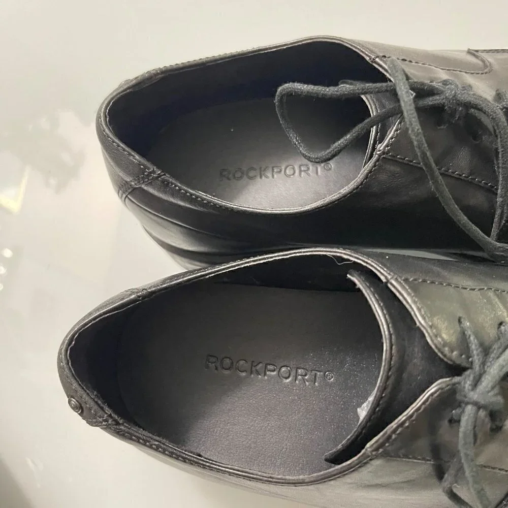 Rockport Men's Black Leather Lace Up Felson Oxford Comfort Dress Shoes Size 10